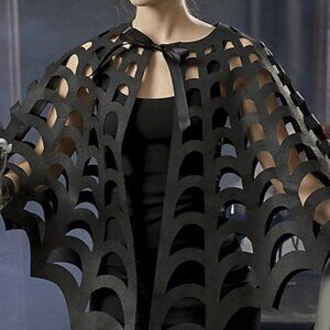 New ~ Grandinroad Black Laser Cut Spider Web Poncho/Cape  ~ Halloween